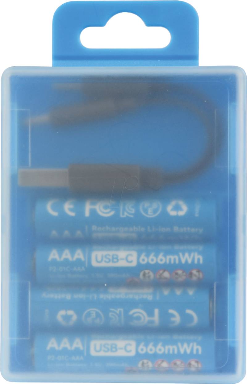 BESTON 4XAAA-USB - Li-Ion-Akku, AAA (Micro), 1,5 V, 390 mAh, USB-C, 4er-Pack von BESTON