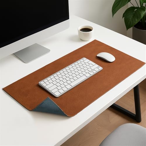 BESTORI Doppelseitige Schreibtischunterlage Große Wasserdichte Rutschfest Mauspad aus PU-Leder Schreibunterlage für Büro/Zuhause Braun/Blau, 70 x 50 cm BESTORI Doppelseitige Schreibtischunterlage Große Wasserdichte Rutschfest Mauspad aus PU-Leder Schreibunterlage für Büro/Zuhause Braun/Blau, 70 x 50 cm von BESTORI
