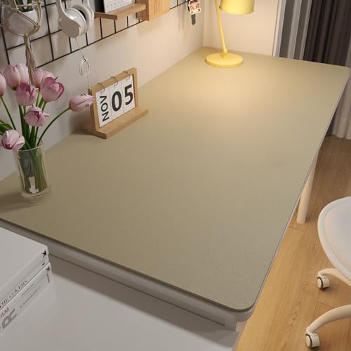 BESTORI Multifunktionales Schreibtischunterlage Rutschfeste Wasserdichter Mauspad PU Leder Ultradünnes Mauspad für Büro und Zuhause Khaki, 80 x 40 cm von BESTORI