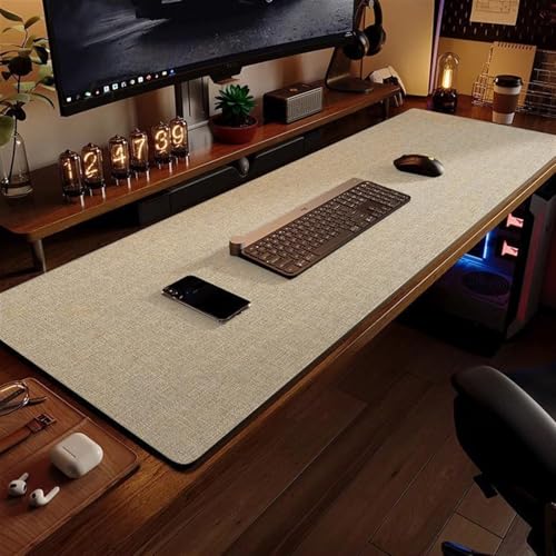 BESTORI Schreibtischunterlage Leder Rutschfeste Office Mauspad Wasserdichte Große Multifunktionales Schreibtischmatte für Büro Zuhause Khaki, 100 x 60 cm von BESTORI