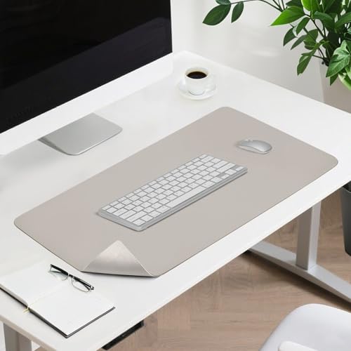 BESTORI Schreibtischunterlage Wasserdichte Rutschfeste Mauspad Große PU-Leder Schreibunterlage Schreibtischmatte für Büro/Zuhause Grau, 60 x 35 cm von BESTORI