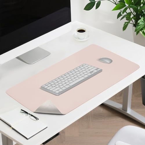 BESTORI Schreibtischunterlage Wasserdichte Rutschfeste Mauspad Große PU-Leder Schreibunterlage Schreibtischmatte für Büro/Zuhause Rosa, 60 x 35 cm von BESTORI