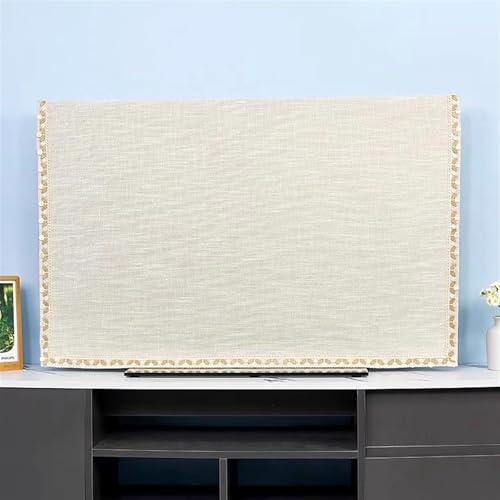BESTORI TV Hülle Leinen TV Abdeckung Staubschutzhülle für LCD LED Volltonfarbe Staubschutz Abdeckhaube für Computermonitor, Gebogener und Hängender Fernseher, Beige, 38x58cm BESTORI TV Hülle Leinen TV Abdeckung Staubschutzhülle für LCD LED Volltonfarbe Staubschutz Abdeckhaube für Computermonitor, Gebogener und Hängender Fernseher, Beige, 38x58cm von BESTORI