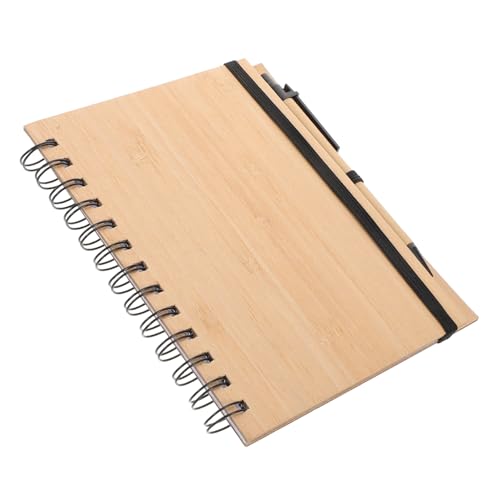 BESTYASH 1 Set Tagebuch Mit Bambuseinband, Tragbar Und Einzigartig, Spiralnotizbuch Mit Notizblock Zum Schreiben Und Aufzeichnen Von Notizen Für Büro Und Schule von BESTYASH