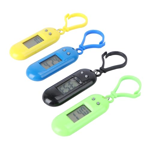 BESTYASH 4 Stück Schlüsselanhänger Taschenuhr Schlüsselanhänger-Uhr digital reloj Clip-Uhr Clip-on-Uhr Timer elektronische Taschenuhr einfache Taschenuhr Uhr mit Schlüsselschließe Plastik von BESTYASH