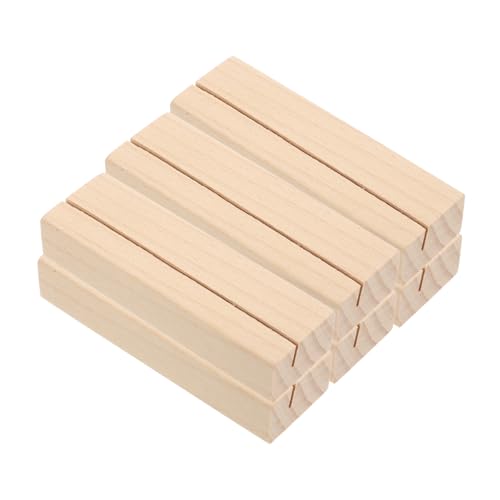 BESTYASH 6 Stück Geschäftskartenhalter Visitenkartenständer für den Schreibtisch Tischnummern stehen Stand Kartenhalter zum Ausstellen Foto zeigt Basis Holzsockel Bürozubehör Buche Beige von BESTYASH