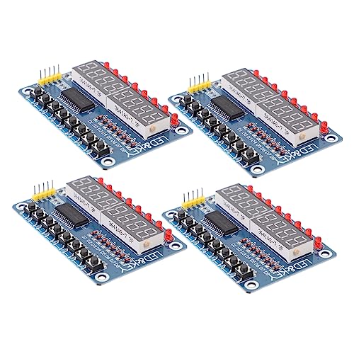 BESTonZON 4 Stück 8 8-Bit-LED-Digitalröhre Mikrocontroller-LED-Anzeigemodul Anzeigemodul mit Tasten tm1638 Anzeigemodul für Mikrocontroller Anzeigemodul mit 8 Tasten Anzahl von BESTonZON