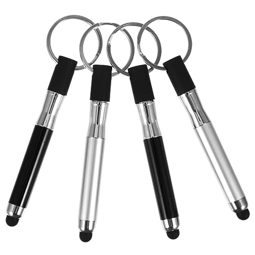 BESTonZON 4 Stück Kugelschreiber Mit Touchscreen Kapazitiver Stift Weiße Stifte Ringe Stifte Schwarz Schwarzer Schlüsselanhänger Berühren Kunststoff Bildschirm Touchscreen-Stift von BESTonZON