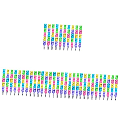 BESTonZON 48 Stk Bleistift platube stift schulzeug Kunststoffstift buntstifte color pencils Valentinsstifte für Kinder stapelbarer Bärenstift Schulstifte für Kinder Neues Material von BESTonZON