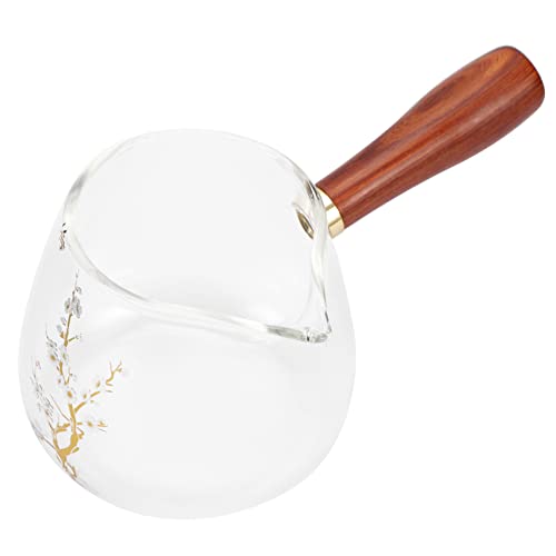 BESTonZON Milch Latte Tasse Espresso-eingießtasse Espresso Messbecher Aufschäumer Krug Tasse Gong Aus Glas Teekanne Glasbecher Mit Henkel Milchkrug Hölzern Büro Holzgriff Fairer Pokal von BESTonZON