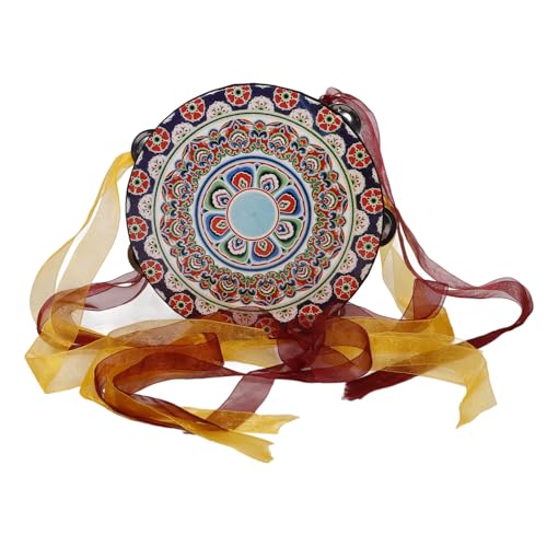 BESTonZON Streamer Tamburin Musikalische Rhythmus Tamburine Jingle Drum Kit Rhythmusinstrument Handtrommel Mit Band Percussion Drum Musikalische Tamburin Handtamburin Drumsticks Metall von BESTonZON
