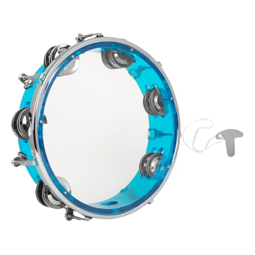 BESTonZON Tamburin Doppeltastatur Snare Drum Handtrommeln Trommelaufkleber Stimmgerät Tastatur Handglocke Grabstein Doppelkopf Doppelseitiges Klebeband Xylophon Blau Metall von BESTonZON