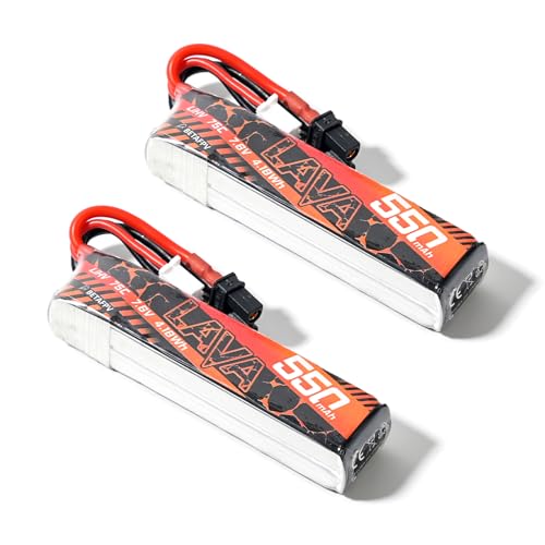 BETAFPV 2Stück Lava 550mAh 2S 7,6V 75C LiHV Lipo-Akku mit XT30-Anschluss, Wiederaufladbarer FPV Drohnen Lipo Akku, für 2S FPV Racing Whoop Drohnne Quadcopter wie Meteor85, Pavo Pico 2S Brushless Quad von BETAFPV