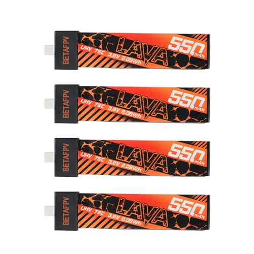 BETAFPV 4Stück Lava 550mAh 1S 3,8V LiHV 75C FPV LiPo-Akku mit BT2.0-Anschluss für 1–2S FPV Tiny Whoop Drohnen-Quadcopter wie Meteor75, Meteor75 Pro, Cetus Pro 1S bürstenlose Drohnen, Cetus X 2S Quad BETAFPV 4Stück Lava 550mAh 1S 3,8V LiHV 75C FPV LiPo-Akku mit BT2.0-Anschluss für 1–2S FPV Tiny Whoop Drohnen-Quadcopter wie Meteor75, Meteor75 Pro, Cetus Pro 1S bürstenlose Drohnen, Cetus X 2S Quad von BETAFPV