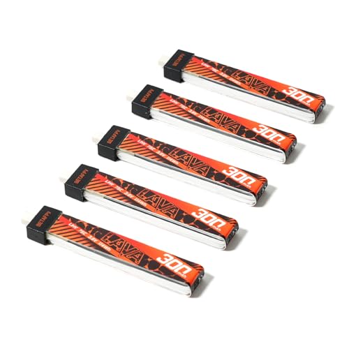 BETAFPV 5 Stück Lava 1S 300 mAh Lipo-Akku 3,8V 75C LiHV-Akku mit BT2.0-Anschluss, kompatibel für 1S FPV Tiny Whoop Drohnen Quadcopter wie Cetus, Meteor65, Meteor65 Pro 1S Bürstenlose Drohnen von BETAFPV