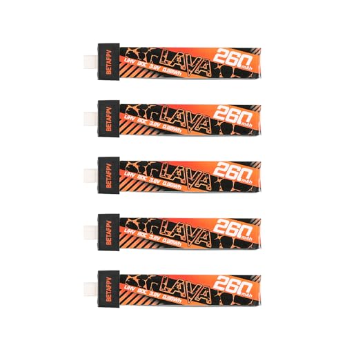 BETAFPV 5Stück Lava 1S 260mAh Lipo-Akku 3,8V 80C LiHV-Akku mit BT2.0-Anschluss, kompatibel mit 1S FPV Tiny Whoop Drohne Quadcopter wie Air65, Meteor65, Meteor65 Pro 1S Brushless Drohne BETAFPV 5Stück Lava 1S 260mAh Lipo-Akku 3,8V 80C LiHV-Akku mit BT2.0-Anschluss, kompatibel mit 1S FPV Tiny Whoop Drohne Quadcopter wie Air65, Meteor65, Meteor65 Pro 1S Brushless Drohne von BETAFPV