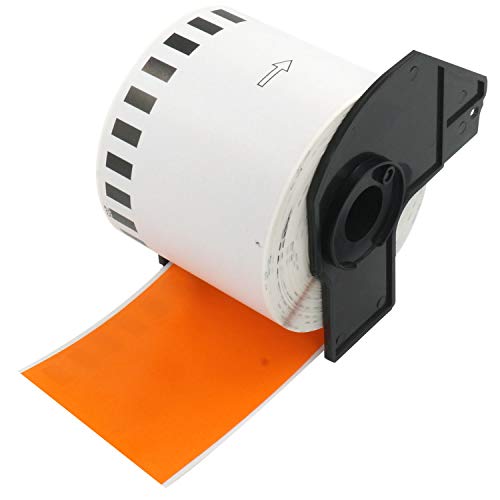 BETCKEY - 1 Rolle DK-22205 Endlosetiketten (Papier) Kompatibel mit Brother, 62mm x 30.48m, 1 Farbige Etiketten Orange für Brother QL Etikettendrucker von BETCKEY