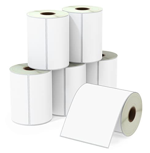 BETCKEY - 102mm x 127mm(4 in x 5 in) Perforierte Große Versandart Mehrzweck Thermoetiketten Kompatibel mit Zebra und weiteren Druckern [6 Rollen/2100 Etiketten] von BETCKEY