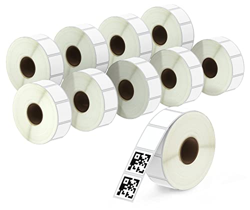 BETCKEY - 25mm x 25mm(1 in x 1 in) Perforierte Quadratischer QR Code Thermoetiketten Kompatibel mit Zebra und weiteren Druckern [10 Rollen/13800 Etiketten] von BETCKEY