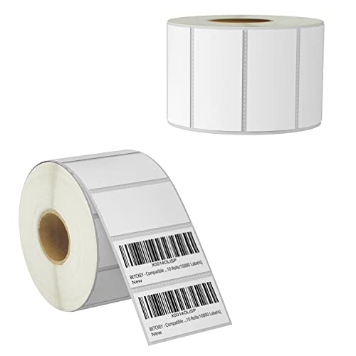 BETCKEY - 51mm x 25mm(2 in x 1 in) Perforierte Barcode/Adresse Thermoetiketten Kompatibel mit Zebra und weiteren Druckern [2 Rollen/2600 Etiketten] von BETCKEY