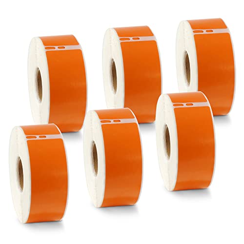 BETCKEY - 6 Große Rollen Orange Adressetiketten Kompatibel mit DYMO 99010(S0722370), 28mm x 89mm, 2100 Farbige Etiketten für LabelWriter 450 Serie und 4XL von BETCKEY