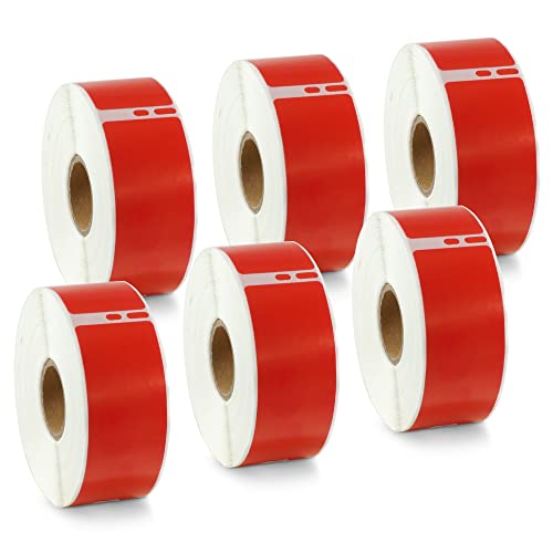 BETCKEY - 6 Große Rollen Rot Adressetiketten Kompatibel mit DYMO 99010(S0722370), 28mm x 89mm, 2100 Farbige Etiketten für LabelWriter 450 Serie und 4XL von BETCKEY