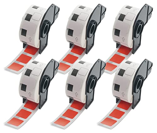 BETCKEY - 6 Rollen DK-11221 Quadratische QR Code Etiketten Kompatibel mit Brother, 23mm x 23mm, 6000 Farbige Etiketten Rot für Brother QL Etikettendrucker von BETCKEY