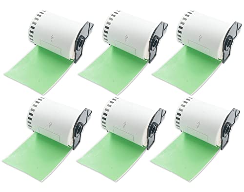 BETCKEY - 6 Rollen DK-22243 Endlose-Versandetiketten (Papier) Kompatibel mit Brother, 102mm x 30.48m, 6 Farbige Etiketten Grün für Brother QL Etikettendrucker von BETCKEY