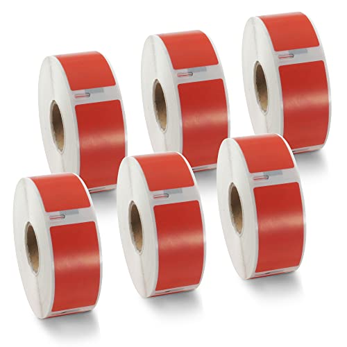 BETCKEY - 6 Rollen Rot Rücksendeadressetiketten Kompatibel mit DYMO 11352(S0722520), 25mm x 54mm, 3000 Farbige Etiketten für LabelWriter 450 Serie und 4XL von BETCKEY