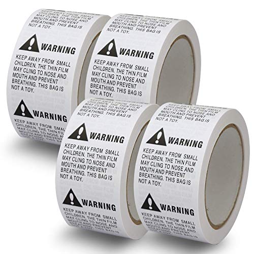 BETCKEY - Suffocation Warning Stickers 50mm x 50mm(2" x 2"), 2000 Weiß Warnung vor Ersticken Sicherheit Aufkleber, "SUFFOCATION WARNING KEEP AWAY FROM CHILDREN", Ideal für Plastikbeutel 4 Rollen = von BETCKEY
