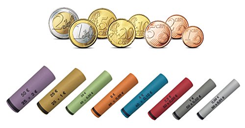 3710 Münzhülsen vorgefertigt und gerollt 1 Cent bis 2 Euro (1140 Stück) sortiert von BETEC