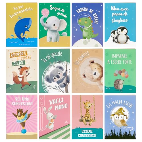 BETESSIN 12 Stück Mini Notizblöcke Tiere - 10x7cm Kleines Notizbuch mit Italienischen Sprüchen - Kleine Geschenke für Schüler, Kollegen BETESSIN 12 Stück Mini Notizblöcke Tiere - 10x7cm Kleines Notizbuch mit Italienischen Sprüchen - Kleine Geschenke für Schüler, Kollegen von BETESSIN