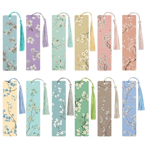 BETESSIN Ästhetische Lesezeichen Papier - 12x Lesezeichen mit Blumenmotiv & Quasten - Geschenk Tags mit Quasten - Blanko Lesezeichen Selbst Gestalten - Kleine Geschenke für Schüler & Buchliebhaber BETESSIN Ästhetische Lesezeichen Papier - 12x Lesezeichen mit Blumenmotiv & Quasten - Geschenk Tags mit Quasten - Blanko Lesezeichen Selbst Gestalten - Kleine Geschenke für Schüler & Buchliebhaber von BETESSIN