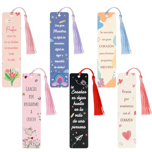 BETESSIN Ästhetische Lesezeichen Papier - 6x Lesezeichen mit Spanischen Sprüchen - Geschenke für Lehrerin von BETESSIN