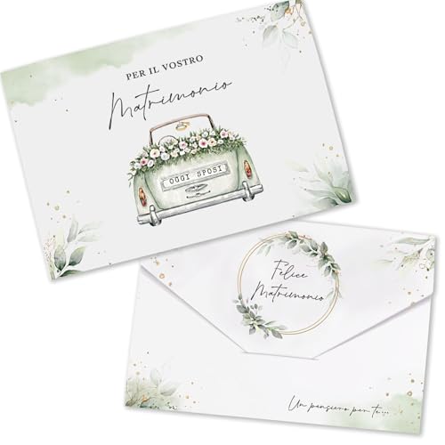 BETESSIN Hochzeitsdeko - Felice Matrimonio - 2 Stück Italienische Hochzeitskarten mit Umschlägen - Geschenkidee zur Hochzeit BETESSIN Hochzeitsdeko - Felice Matrimonio - 2 Stück Italienische Hochzeitskarten mit Umschlägen - Geschenkidee zur Hochzeit von BETESSIN