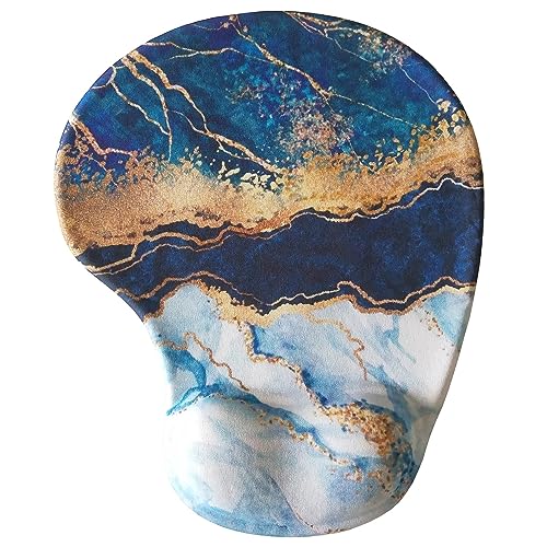 Ergonomisches ästhetisches tragbares Mauspad, rutschfest, Computer-Mauspads, kleines 3D-Gel-Mauspad mit Handgelenkauflage, Blau von BETOMSPS