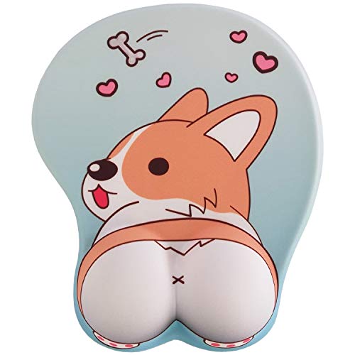Kawaii Fun Dog Mouse Pad Cute Computer Mouse Pads Gaming Mouse Mat Ergonomisches 3D Mauspad mit Gel Handgelenkstütze Hellblau von BETOMSPS