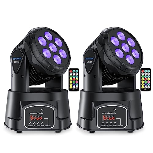 BETOPPER 2er Pack Moving Head LED Mini Partylicht RGBW DJ Licht mit Fernbedienung/DMX/Sound Aktiviert Disco Licht Bühnenlicht Spot Beam Strobe Effekt Discolicht Party lichter für Club Bar 7x8W von BETOPPER