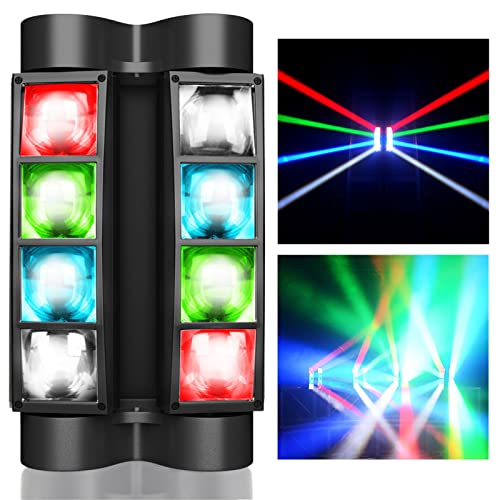 BETOPPER Moving Head Bühnenlicht, Disco DJ Licht 8x3W RGBW 4 in 1 LED Lichteffekt, Mini Partylicht Stage Light mit DMX512/Sprachmodus für Bar Party Club Weihnachten Halloween von BETOPPER