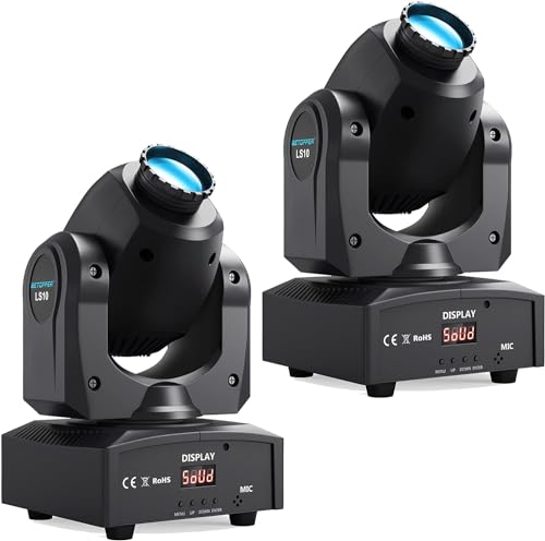 BETOPPER Moving Head Led Partylicht 35W Bühnenlicht mit 7 Gobos und 7 Farben Discolicht Beam DMX 9/11Ch für DJ Bar Club Bühne Halloween Weihnachten Party（2PCS） von BETOPPER
