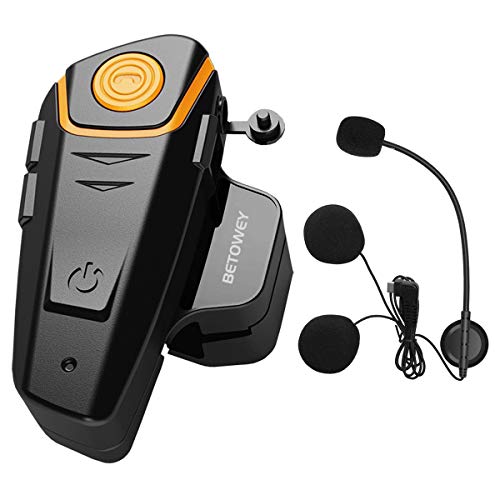 BETOWEY BT-S2 Motorrad Headset Intercom Funk Bluetooth Kommunikationssystem Helm Gegensprechanlage Freisprecheinrichtung - 1 Stück mit Hartes Mikrofon von BETOWEY
