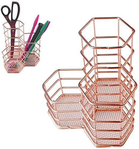 BETOY Bleistifthalter,Topf Mesh Pen Cup,Stiftehalter Mode Durchbrochen Eisenkunst Schreibgerätehalter Make-up Pinsel Ablagekorb, Metall Rosegold Kreativ Hexagon Stifthalter Organizer Container Büro BETOY Bleistifthalter,Topf Mesh Pen Cup,Stiftehalter Mode Durchbrochen Eisenkunst Schreibgerätehalter Make-up Pinsel Ablagekorb, Metall Rosegold Kreativ Hexagon Stifthalter Organizer Container Büro von BETOY