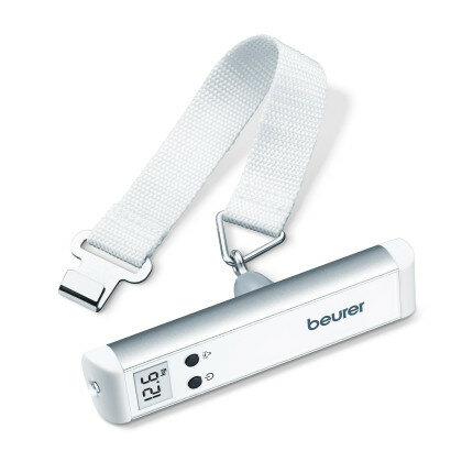 BEURER LS 10 Kofferwaage (50g-Schritte, 50 kg Tragkraft, Flugreise, Taschenlampe, Hold-Funktion , Piepton, Fixier-gurt, LCD-Anzeige, akustisch, Button-On, Abschalt-automatik, Batterie) von BEURER
