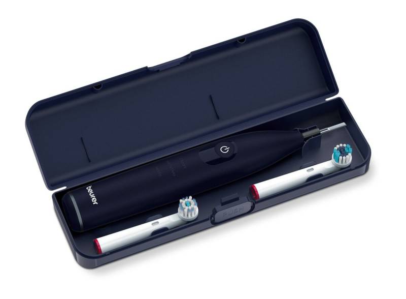 BEURER Zahnbürste TB 50 X Onpack 4x Clean Bürstenkopf zusätzlich (Oszillierende, pulsierende Putztechnologie, Reise- und Aufbewahrungsbox, 3 Reinigungsprogramme, 2-Minuten-Timer, Andrucksensor, LED-Display, LED Ladeanzeige, induktive Ladestation, USB-Lade von BEURER