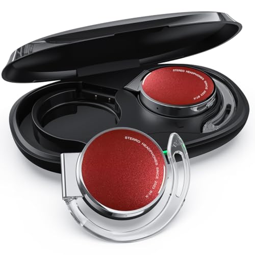 BEVCEFCC Wireless Kopfhörer On Ear, Bluetooth 5.3, Open Ear Kopfhörer Bluetooth, 15 Stunden Musikwiedergabe, Bluetooth Kopfhörer Over-Ear, Schmerzlos zu Tragen, Clip on Ear Kopfhörer, für Work (Rot) BEVCEFCC Wireless Kopfhörer On Ear, Bluetooth 5.3, Open Ear Kopfhörer Bluetooth, 15 Stunden Musikwiedergabe, Bluetooth Kopfhörer Over-Ear, Schmerzlos zu Tragen, Clip on Ear Kopfhörer, für Work (Rot) von BEVCEFCC