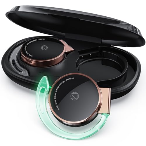 Bluetooth Kopfhörer Over-Ear, Open Ear Kopfhörer Bluetooth, 15 Stunden Musikwiedergabe, Schmerzlos zu Tragen, Bluetooth Kopfhörer Sport On Ear, Clip on Ear Kopfhörer für Work (Roségold Schwarz) von BEVCEFCC