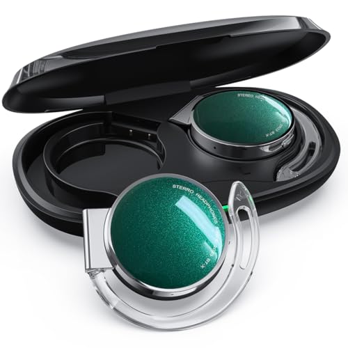 Bluetooth Kopfhörer Sport On Ear, Bluetooth 5.3, Open Ear Kopfhörer Bluetooth, 15 Stunden Musikwiedergabe, Bluetooth Kopfhörer Over-Ear, Schmerzlos zu Tragen, Clip on Ear Kopfhörer, für Work (Grün) von BEVCEFCC