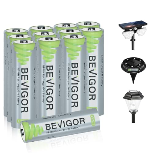 BEVIGOR 12 Stück 1000mAh 1.2V wiederaufladbare Solar-Batterien, leistungsstarke AA NI-MH-Akkus, geeignet für Außen-Solarleuchten, Lichterketten BEVIGOR 12 Stück 1000mAh 1.2V wiederaufladbare Solar-Batterien, leistungsstarke AA NI-MH-Akkus, geeignet für Außen-Solarleuchten, Lichterketten von BEVIGOR
