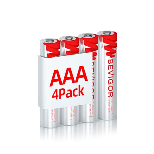 BEVIGOR AAA Lithium-Batterien 4 Stück, 1.5V 1200mAh High Capacity Batterien, Nicht wiederaufladbare AAA-Batterien, geeignet für Taschenlampen, Spielzeug und andere Arten von Haushaltsgeräten von BEVIGOR