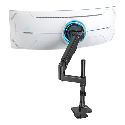 BEWISER Monitor Halterung 1 Monitore für 34-57 Zoll Flach & Curved Bildschirm Höhenverstellbar, Heavy Duty Monitor Mount Haltet bis zu 25KG, Ultrabreite Aluminium Monitor Arm Mount, Schwarz von BEWISER